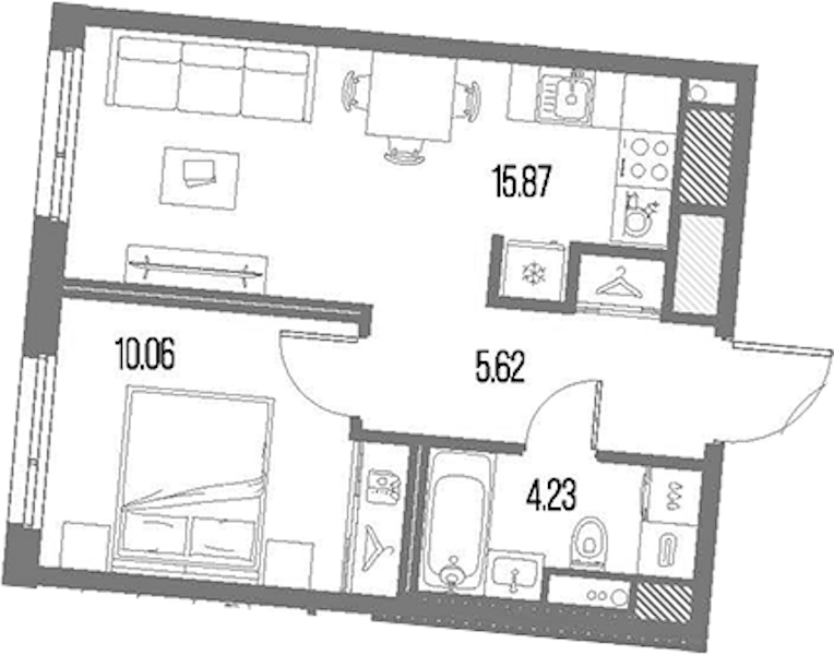 1-комнатная квартира 35.79 м², 8/10 эт., ЖК «LEGENDA Васильевского»